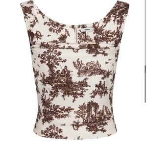Miu Miu Cream and Brown Patterned Tank Top